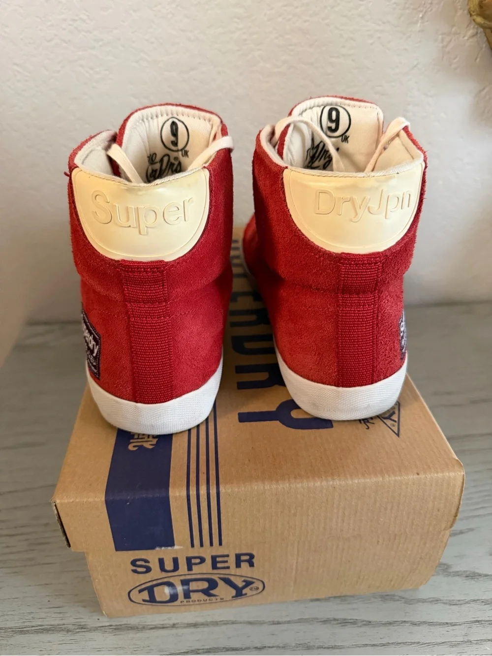Superdry Men’s Red Suede High-Top Sneakers size 9